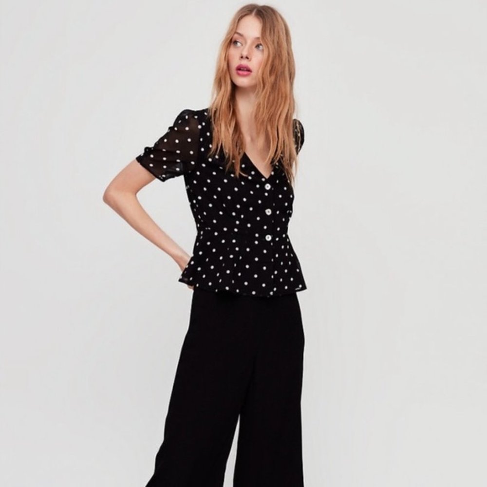 Aritzia Wilfred Taiya Button Front Polka Dot Shirt